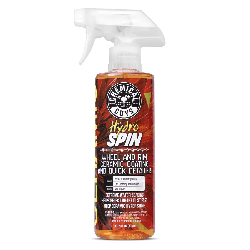 CHEMICAL GUYS HydroSpin Ceramic Wheel Coating & Quick Detailer Spray - OEM Car Wheel Rim Surface Cleaner Accessory, Brake Dust Guard, Waterbeading Barrier, Easy Apply Durable Layer, Glossy Shine, Up to 12mo Guard