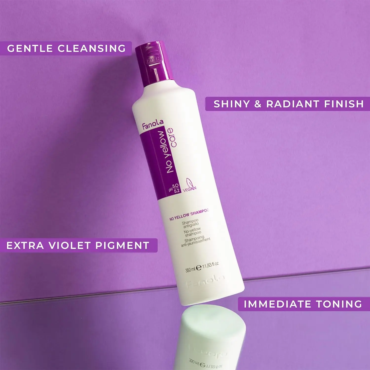 Fanola No Yellow, Color Depositing Purple Shampoo Toner 11.8 oz for Blonde, Silver, Gray - Anti Brass Remove Yellow Tones & Brassiness from Highlighted Haircare Nourishing