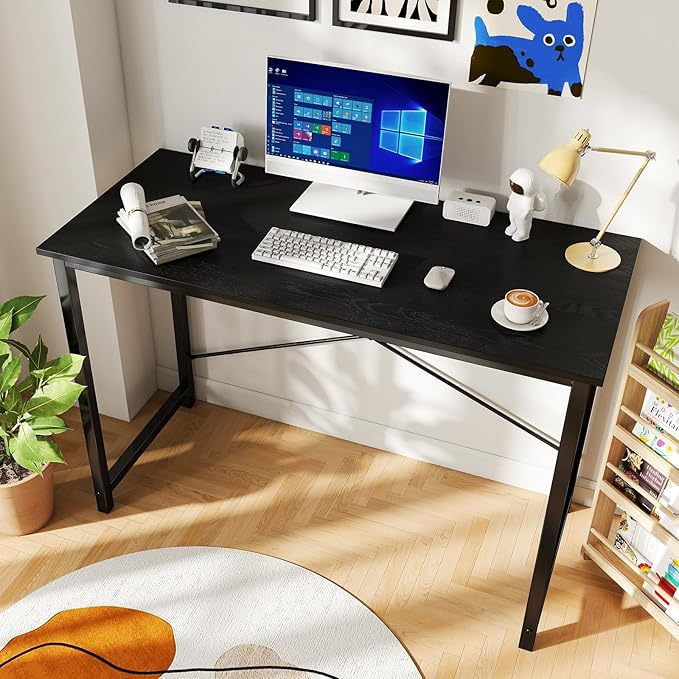 Space Saving Computer Desk for Small Spaces, 44-63 Inch All-in-One Sturdy Office Desk, Multifunctional Workstation for Gaming & Home Office