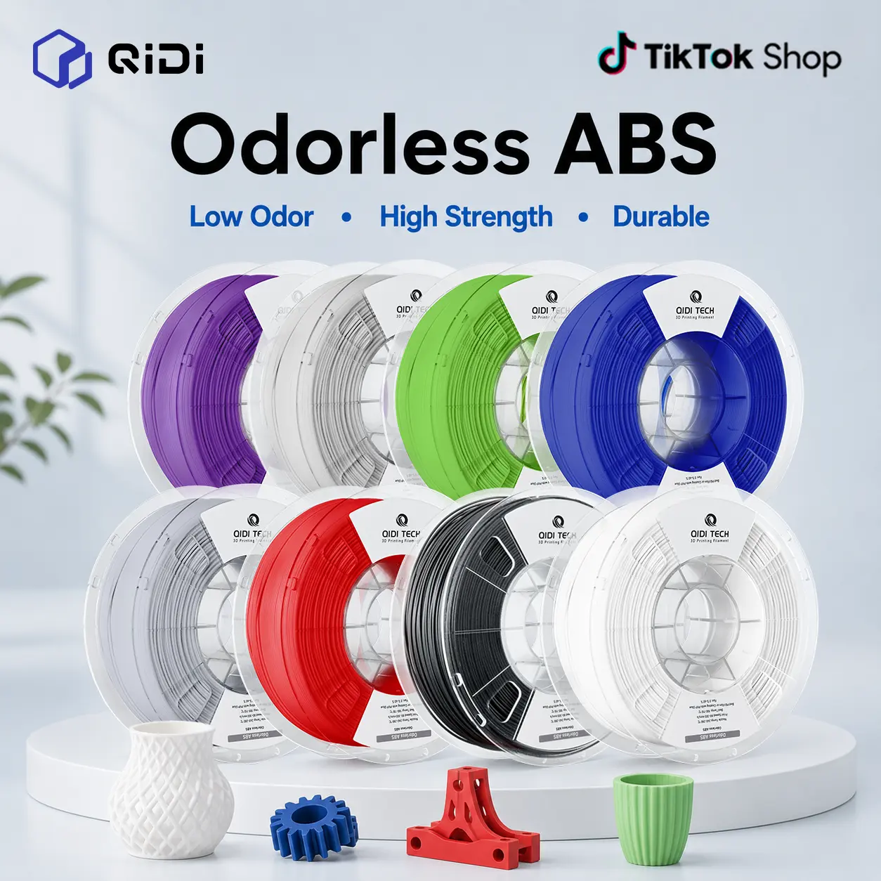 QIDI Odorless ABS Filament 1.75mm, 3D Printer Filament, 1 KG Spool (2.2lbs), 3D Printing Filament Fit Most FDM 3D Printers