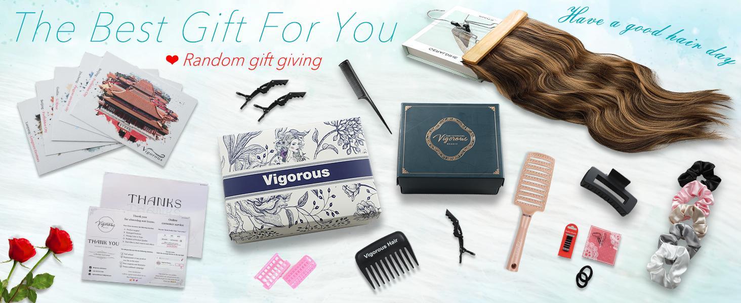 Vigorous Clip in Hair Extensions Long Wavy Synthetic Hairpieces,Natural & Soft Hair & Blends Well Hair Extensions,Easy to Wear for Women Girls Daily Use Event Party Use