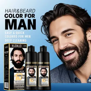 Beard Dye For Men, 10-Minute Instant Gray Coverage, 3 in 1 Black Mens Beard & Mustache Dye Shampoo with 4-6 Weeks Lasting Color, Nourishing with Argan Oil & Noni Fruit, No-Mess Application 6.76 Fl Oz