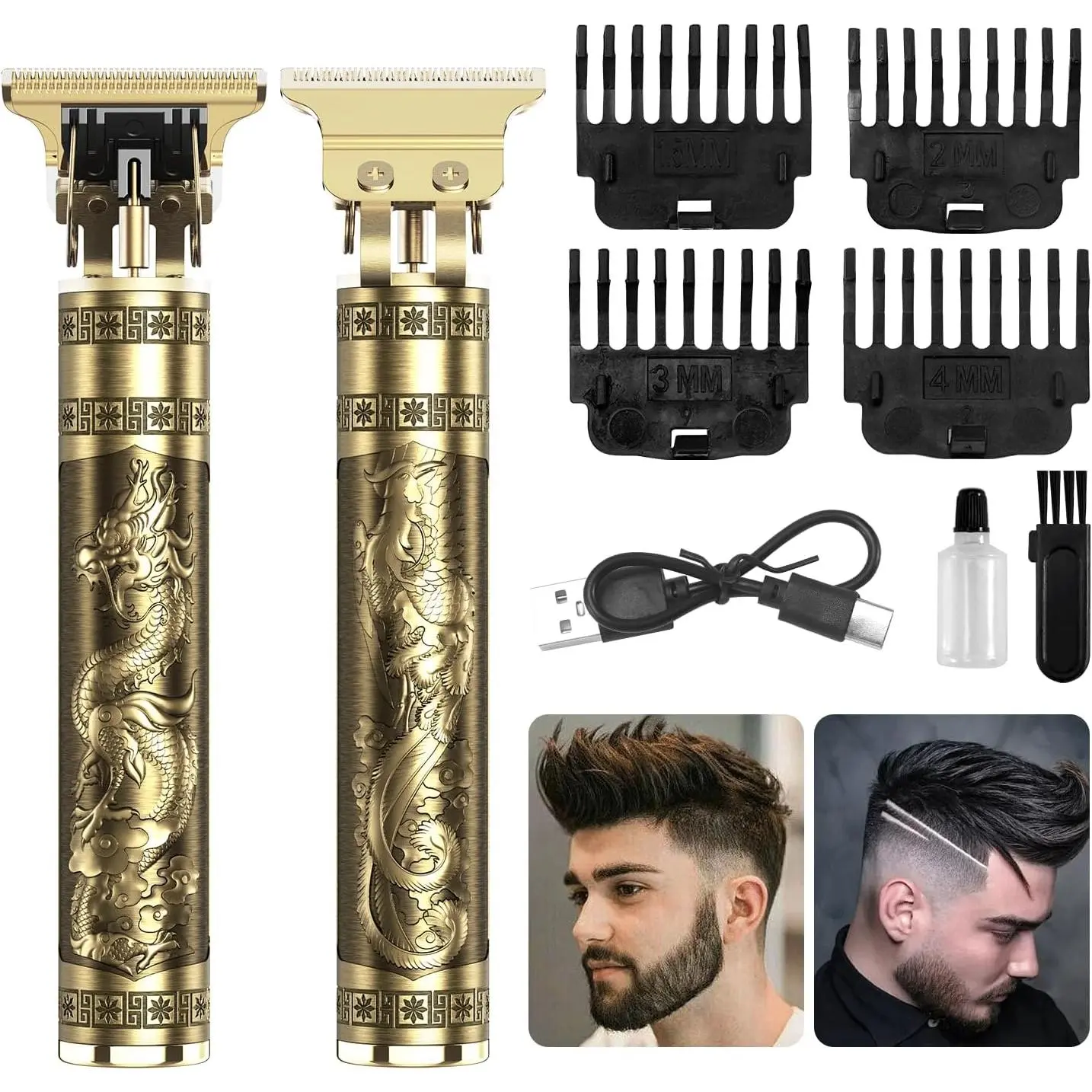 Cordless Rechargeable Beard Trimmer & Hair Clipper for Men, Barber Equipment, Barbershop Gold Self-Grooming Tool,back to school,back to school haul