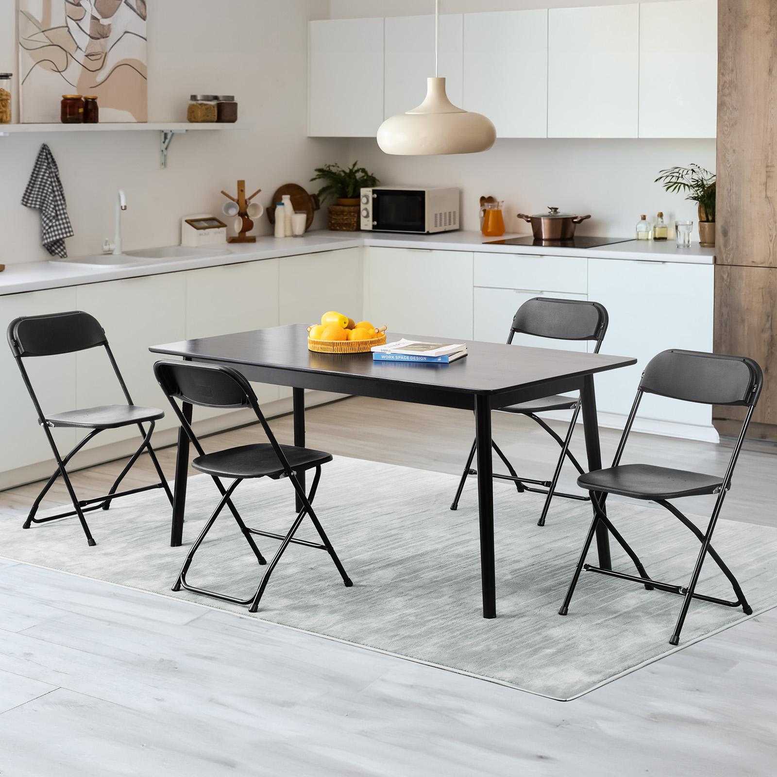 10 Pack White Plastic Folding Chair, Indoor Outdoor Portable Stackable Commercial Seat with Steel Frame 350lb. Capacity for Events Office Wedding Party Picnic Kitchen Dining Folding Chair, Indoor Outdoor Portable, Stackable