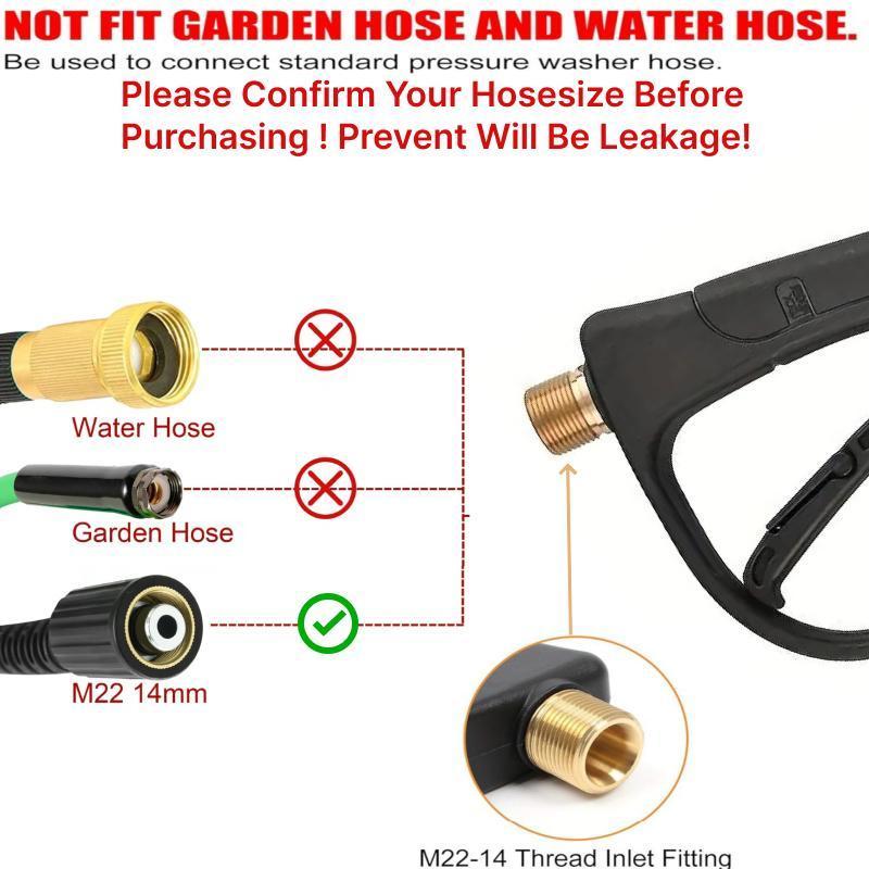 【PLEASE NOTE the SIZE】Cool Short Handheld Water Spray Tool, Personalized Graffiti Car Wash Spray Lance, 1/4 inch QuickConnector,with 5 Pressure Washer Nozzle Tips for Pressure Power Washers M22-14mm Male Thread, Compatible with high-pressure washers