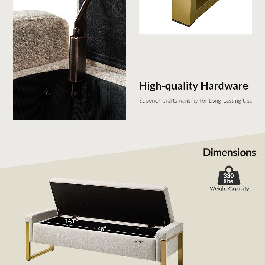 Hulala Flora Modern Upholstered Flip Top Storage Bench, button tufted top, sturdy metal frame, gunmetal finish, sufficient storage space, flip-top mechanism, end-of-bed bench, for living room, bedroom and entryway