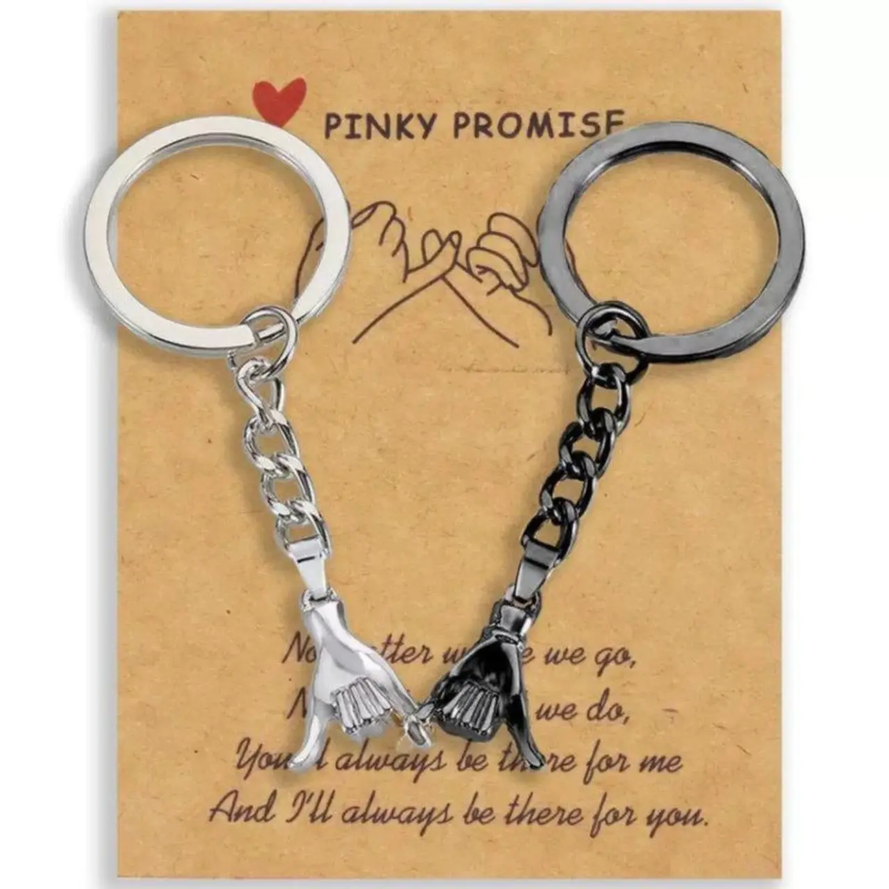 2PCS Pinky Promise Matching Friendship Keychain Set - Interlocked Trust Symbol Metal Charm, Compact, Chain-Attached, Boxed, Durable Trendy Fashion Accessory Keepsake, Couples Anniversary Daily Carry Gift, Boxed Keychains