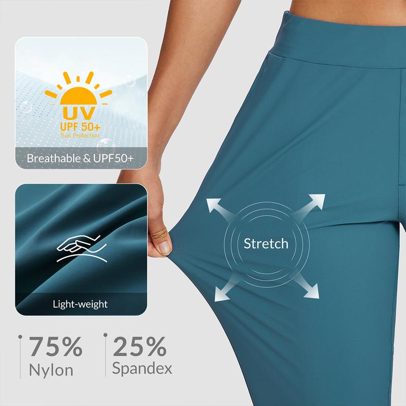 baleaf Women's Lightweight Breathable Soft 26"/27" Ankle Pants Business Casual Summer Silky with Zipper Pockets Stretch Petite Golf Work Bottoms UPF50 School Interview Outfit Athletic Dress Pants