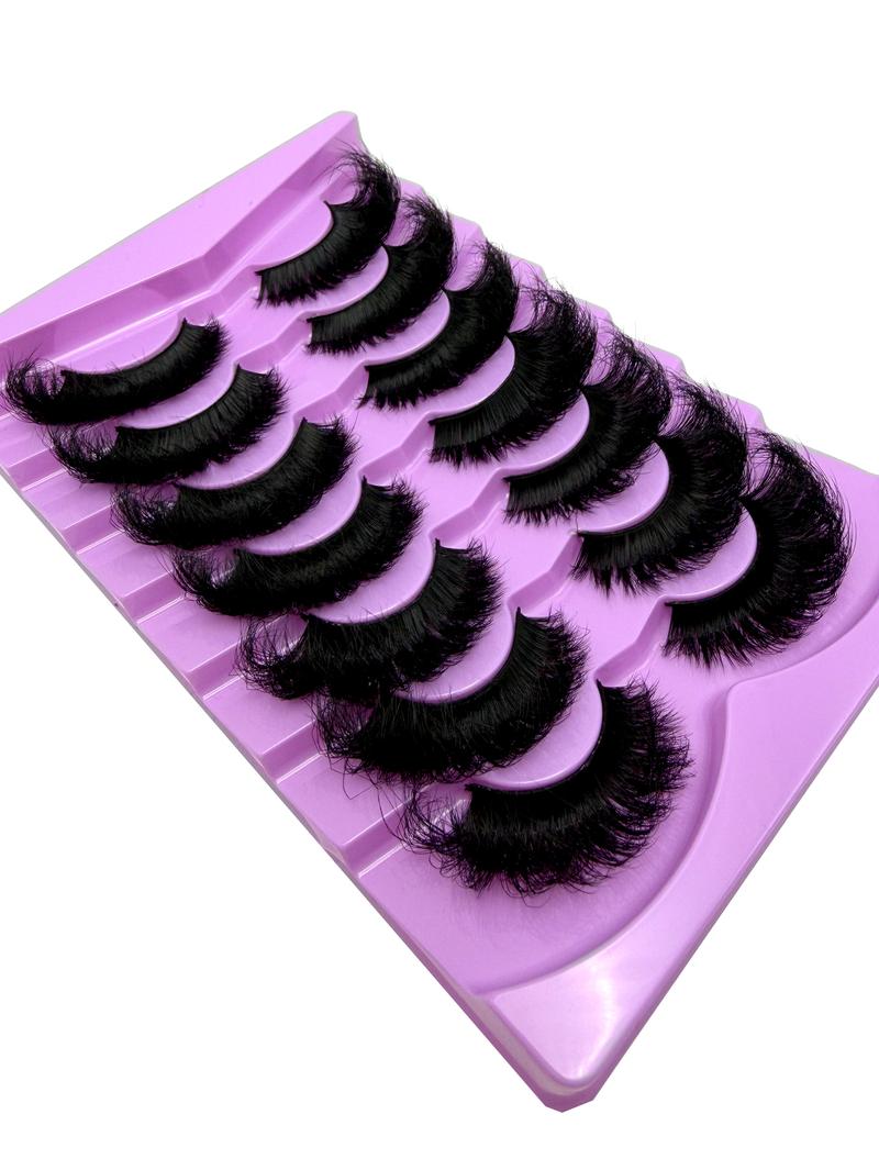 7 Pairs Natural Looking Thick & Fluffy Faux Mink 3D Eyelashes, Russian Volume Lashes Drama Messy Mink Eyelashes, Smart Long Winged Fox Eye Lifting & Lengthening Eyelash Extension Kit, Full Lash Strip Reusable For Daily & Party Use