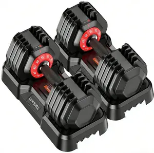 55lb Adjustable Dumbbells, 10 in 1 Weights Dumbbells Set, Fast Adjust Weights Set with Anti-Slip Grip, Space Saving for Home Gym