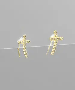 Cross Crawler Earrings - Simple Design with a Cross Motif and Potential Bead Details