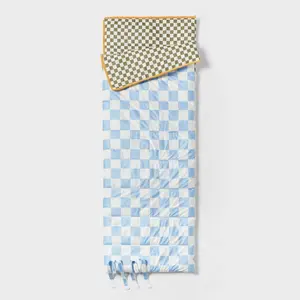 Blue Checkered Kids' Sleeping Bag - Pillowfort Blue Checkered Kids' Sleeping Bag - Pillowfort
