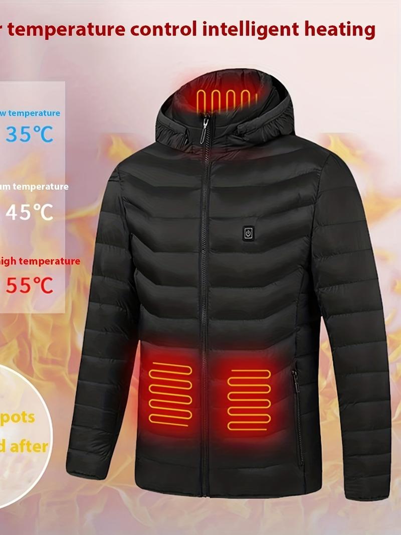 Men's Lightweight Heated Jacket - USB Powered, Quilted Winter Coat with Adjustable Temperature Control, Zip-Up Hood Design, Long Sleeve, Outdoor Insulation (Batteries Not Included), Winter Jacket Men's Lightweight Heated Jacket - USB Powered, Quilted Winter Coat with Adjustable Temperature Control, Zip-Up Hood Design, Long Sleeve, Outdoor Insulation (Batteries Not Included), Winter Jacket