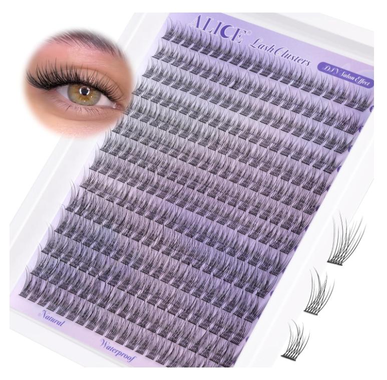 Natural Lash Clusters Wispy Lash Extensions Short 10-14mm DIY Cluster Eyelash Extension C-Curly 280pcs Soft Thin Band Individual Lashes by ALICE