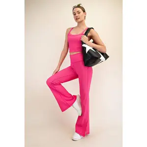 Nylon Rib Flare Leggings