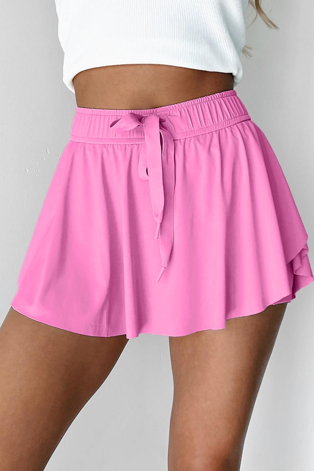 Mntaor Women's Drawstring Tie High Waist Lined Tennis Skorts with Elastic Waistband Casual