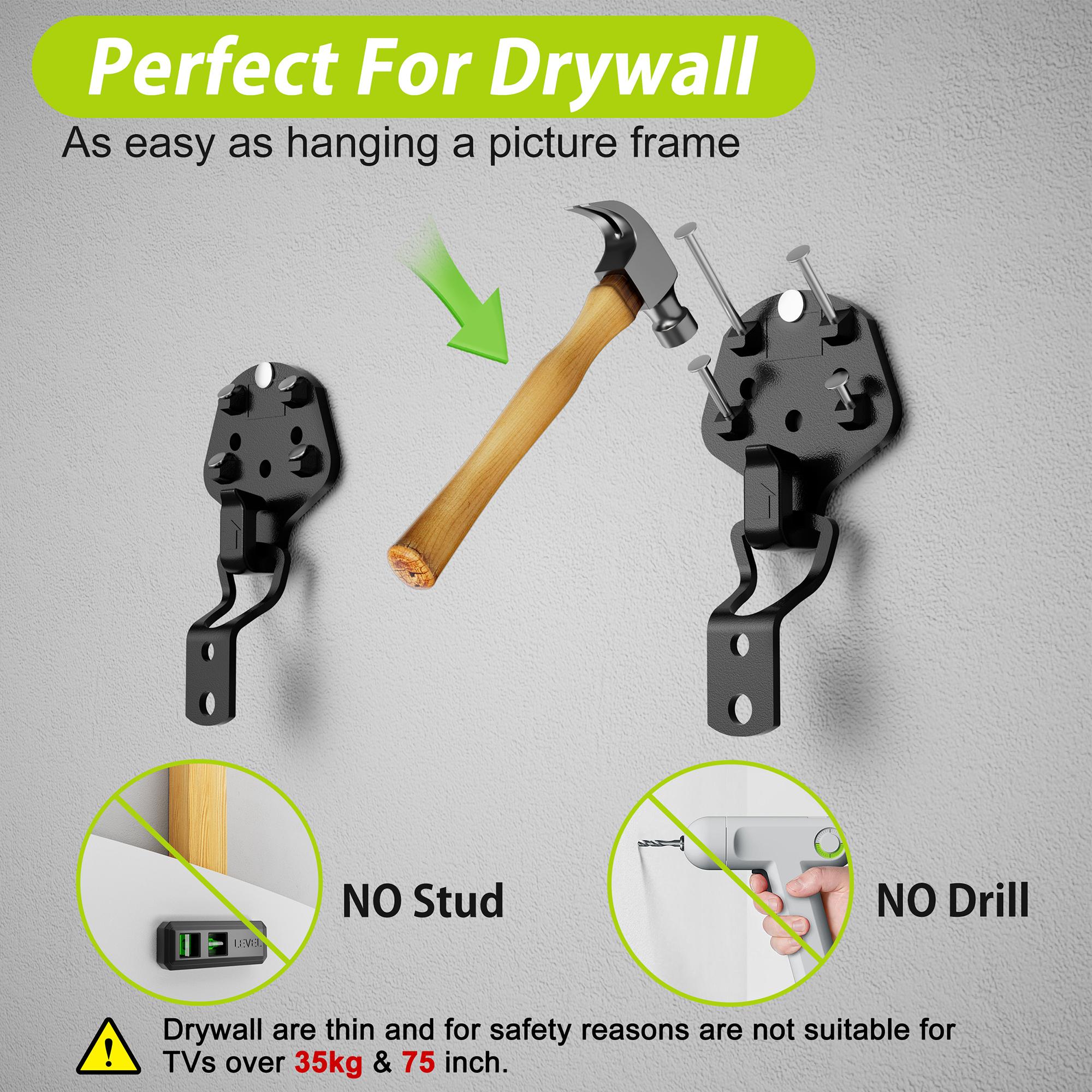 Forge Mount TV Wall Mount, Nailless - Patented Easy to install, nailless drywall TV wall mount for 19-100 inch TVs/mounts, up to 165 lbs Nailless TV mount/rental friendly and easy to install Low Pressure lgoled miniled Home