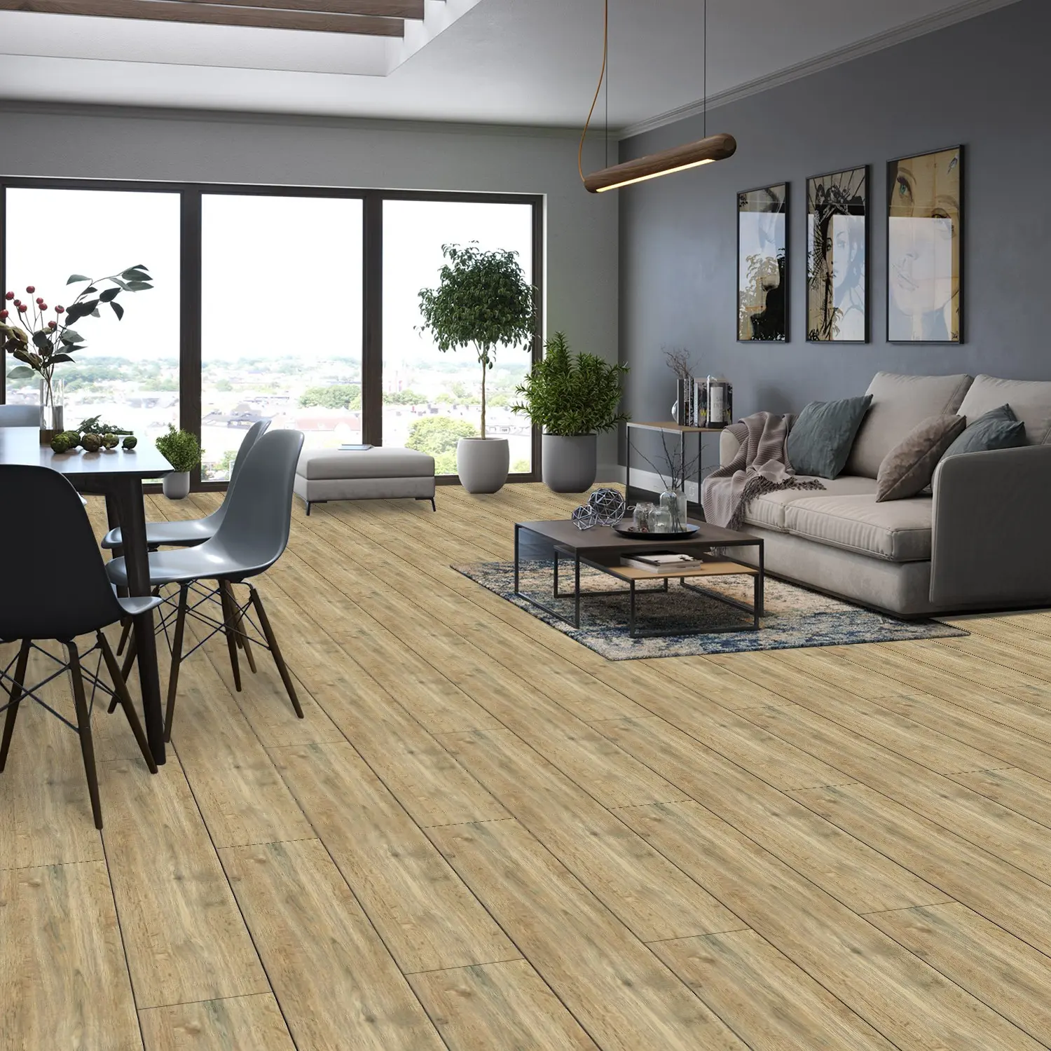 PVC Self-Adhesive Floor Tiles, Natural Wood Grain Finish, Waterproof & Stain-Resistant, Suitable for Bathrooms Kitchens Living Rooms Bedrooms
