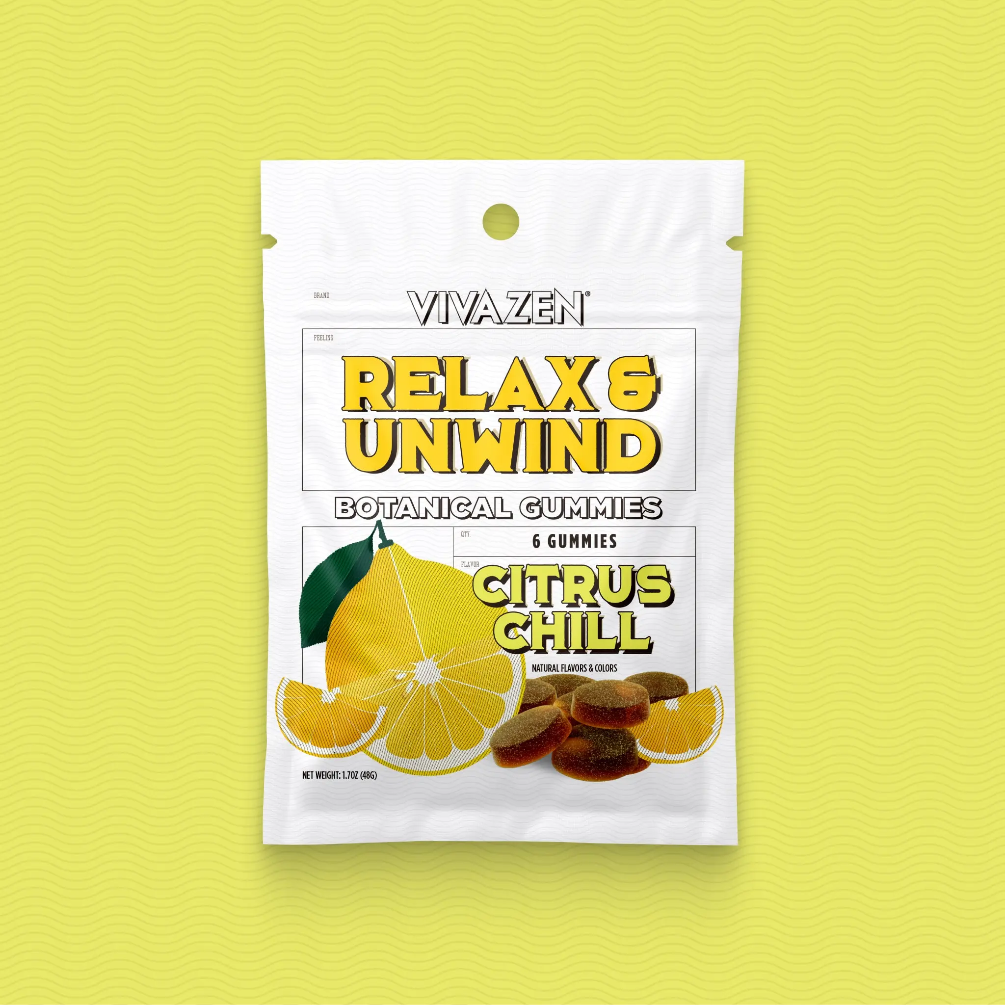 Vivazen Relax & Unwind Kava Gummies, Citrus Chill, 1.7 OZ