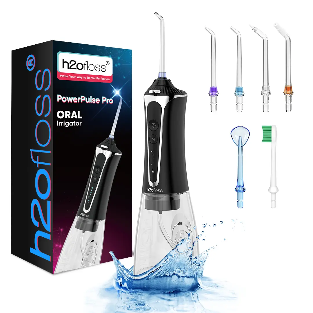 h2ofloss Water Flosser – 300ML Detachable Tank, 5 Modes, 40–140 PSI Pulse Pressure,  IPX7 Waterproof, Deep Clean & Plaque Removal,Complete Cleaning System for Healthier Gums