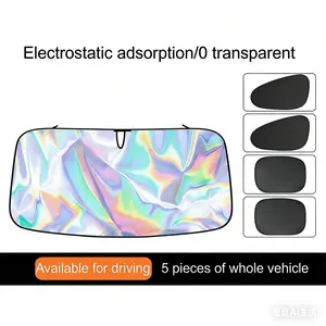 Static Cling Car Sun Shade Kit (4 Side + Front) 99% UV Block Heat Insulation Universal for Cars SUVs Pickup | Washable Privacy Sun Covers Ideal Father's Day Gift for Dad