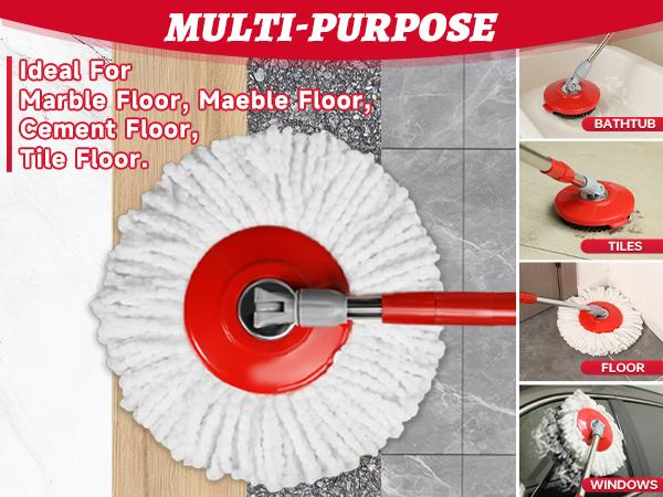 Microfiber Mop & Scrub Brush Refills for Hurrica, Mopnad, Cassabel and Other 360 Spin Mop Systems, Microfiber Spin Mop Refills (3pc-White)