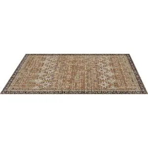 Area Rug, 6 X 9 Ft Large Washable Rug, Non-Slip And Tear-Resistant Soft Carpet, Pet Friendly Vintage Area Rugs, Indoor Mat For Bedroom, Living Room, Entryway, Brown Green