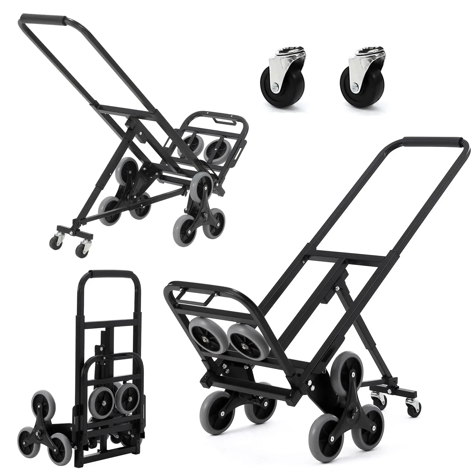 Garvee Heavy-Duty 10-Wheel Stair Climbing Dolly with Telescoping Handle, Folding Design, Supports Up to 330 LBS for Easy Transport in Offices, Warehouses, and Stairs