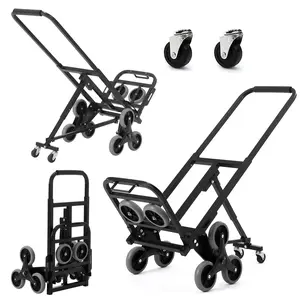 Garvee Heavy-Duty 10-Wheel Stair Climbing Dolly with Telescoping Handle, Folding Design, Supports Up to 330 LBS for Easy Transport in Offices, Warehouses, and Stairs