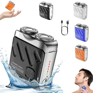 Mini Electric Shaver for Men - USB charging,  IPX7 Waterproof, Compact and Portable,1 Box Double-Head Magnetic Shaver with Cleaning Brush, Charging Cable and Storage Bag, Suitable for Travel & Daily Use