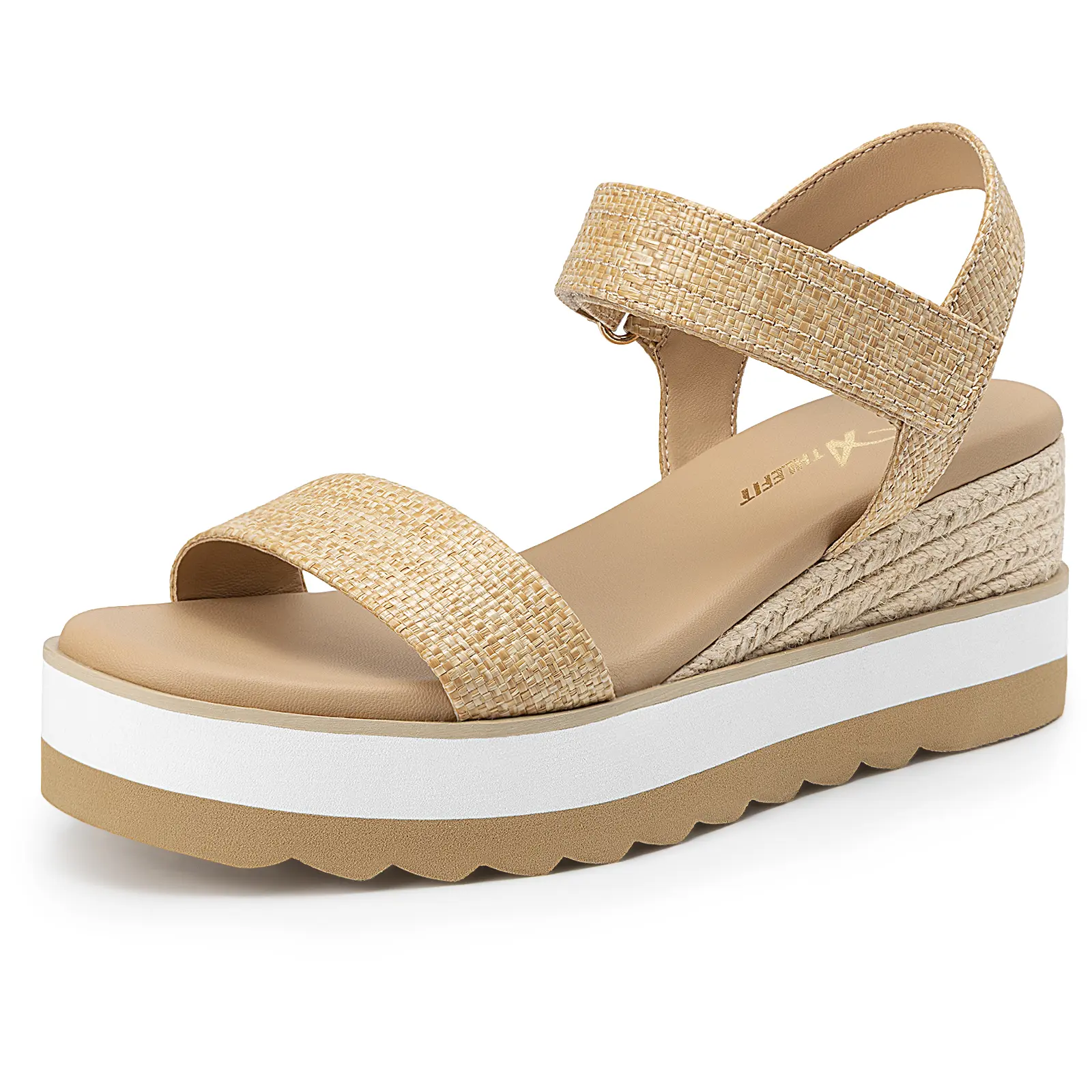 Women's Espadrille Wedge Sandals, Open Toe Faux Leather Platforms with an Adjustable Ankle Strap and 2.7" Cushioned Heel Lift, Espadrille Sole Sandals, Women's Sandals tiktokshopbacktoschool,back to school,back to school haul