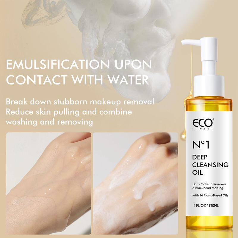 ECO FINEST No. 1 Deep Cleansing Oil with 14 Essential Oils for All Skin Types 120ml Removes Makeup Dissolves Blackheads Gentle Plant Based