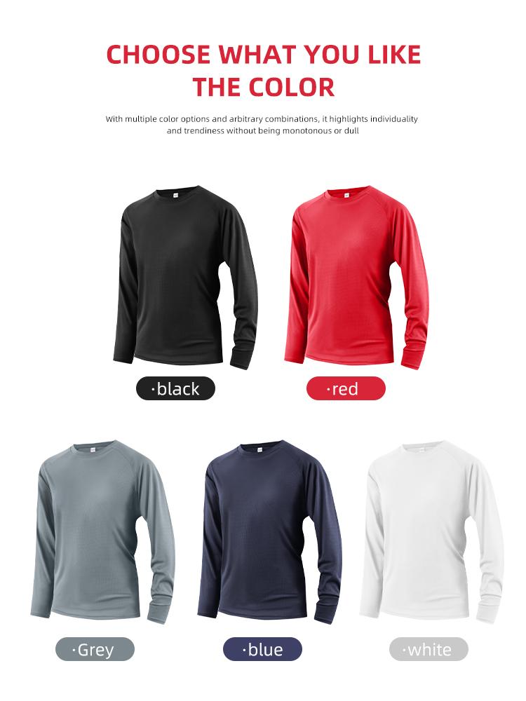 OKP Men's 10-Pack 5-Pack Solid Round Neck Long Sleeve Sport Tee, Quick Drying Breathable Athletic T-shirt for Workout Running, Casual Sportswear for Men, Gym Sweatwear, Fall Outfits, Sports Apparel, Sports Streetwear, Cool Dry Compression Workout Shirt