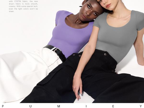 PUMIEY 【Back to School】Women's Scoop Neck Short Sleeve T-Shirt Slim Fit Sexy Tops Womenswear Underwear Streetwear Minimalist Shortsleeve White Crop Top tee Lady Comfort Summer Tshirt Skinny