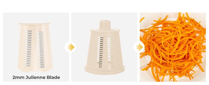 SUSTEAS Vegetable Food Chopper with 5 Replaceable Blades, Powerful Suction Cup Base, 18/10 Stainless Steel, BPA Free,  Kitchen Gadgets Cooking Cutting Multifunctional Cabbage Grater Utensils Beige