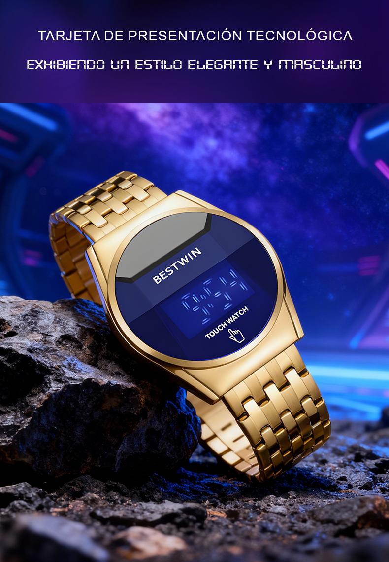 【SpringStatements】Touchscreen Racing Sport watch Luxury Mens Racing Sport ​Iridescent diamond-shaped mirror surfacet WatchMultifunction Chronograph  Stainless Stee! Casual Business Stvle Perfect Giftfor Him fashionable wristwatch time display