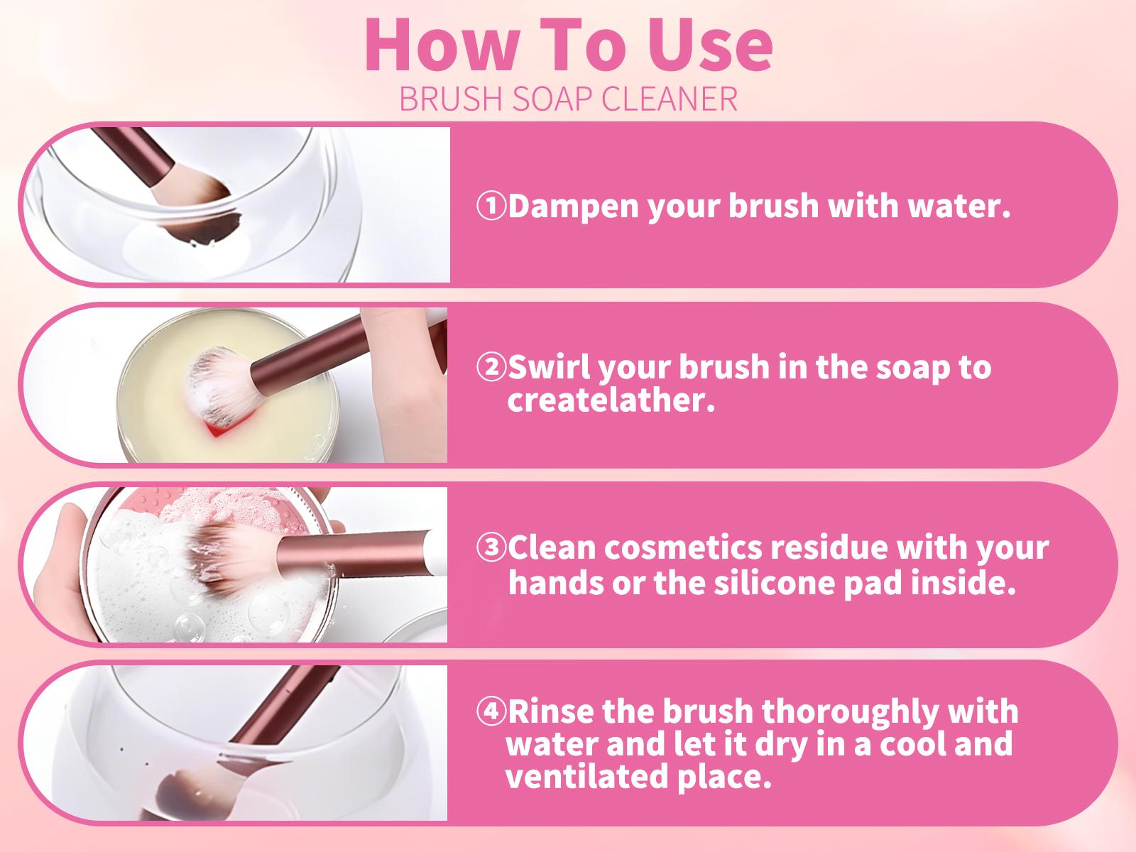 Heart-Shaped Cosmetic Brush Cleaner Solid Soap with Color-Removing Sponge, Silicone Cleaning Pad - Gently Scrubs, Instantly Cleans, Residue-Free, Removes Eye Shadow Pigment - sohochic
