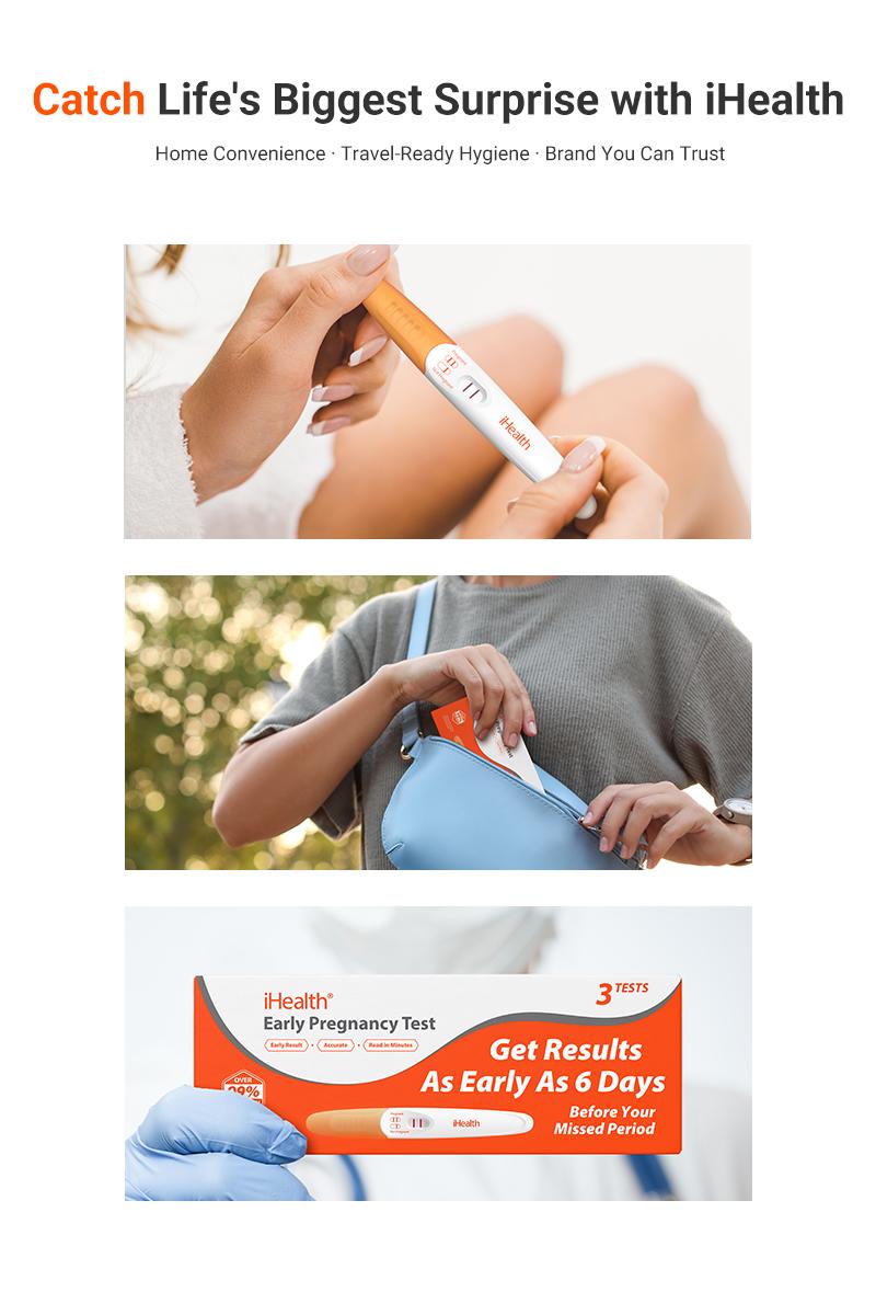 iHealth Early Detection Pregnancy Test, 99% Accurate Home HCG Test Kit, results 6 days before missed period (5 days pre-expected period) with High-Sensitivity 10mIU/mL, Easy Dip & Read Clear Results