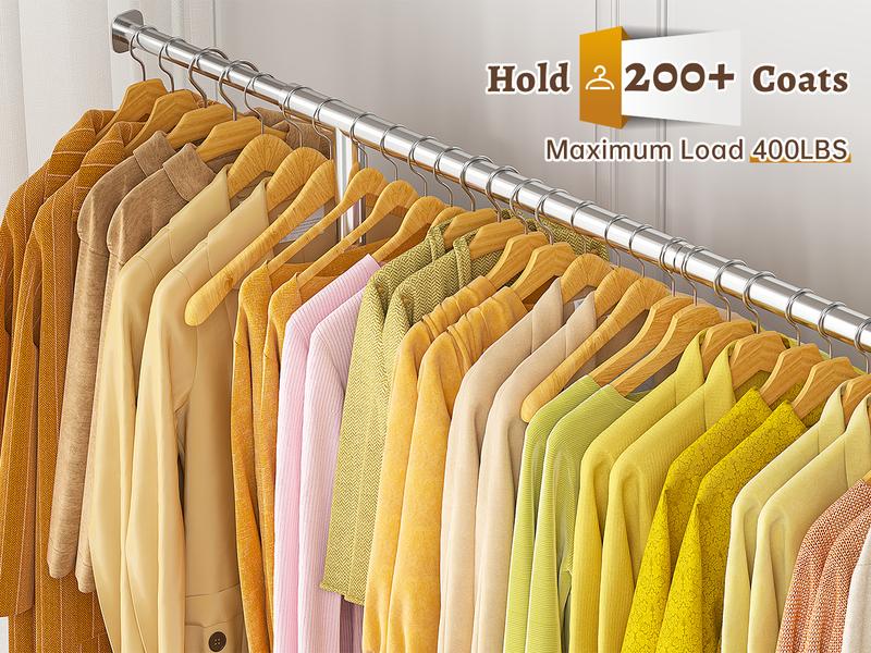 Raybee Clothes Rack Load 400 LBS, Rolling Heavy Duty Clothes Rack with Sturdy Wheels & Basket, Portable & Adjustable & Commercial Garment Rack, Chrome