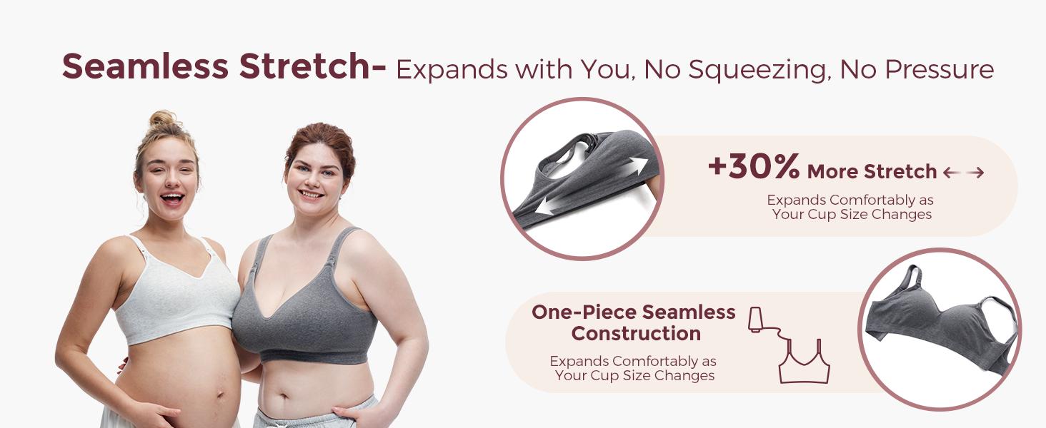 Momcozy Busty Nursing Bras, U.S.Cotton Wirefree Fixed Padded Maternity Bra, Full Coverage Adjustable Fit