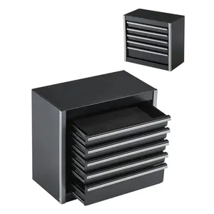 8.6-Inch Portable Metal Tool Box: 5-Drawer Heavy-Duty Steel Chest with EVA Liners, PP Feet Pads, Ball Bearing Slides & Black Powder-Coated Finish