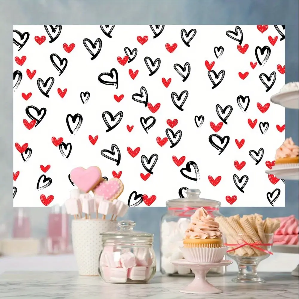 Heart Backdrop for Photography Valentine's Day Background Couple Anniversary Bridal Shower Wedding Baby Shower Birthday Decorations Photo Booths Props