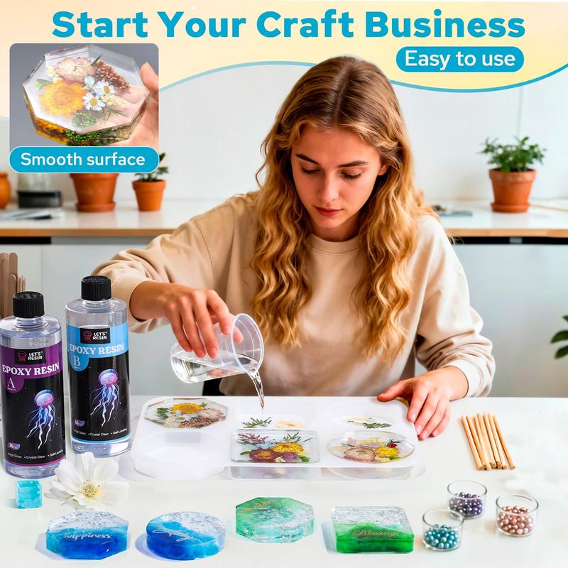 Extra Deep Coaster Resin Molds, 6 Cavity Round/Square/Octagon Shape Silicone Molds for Epoxy Resin, Flower Preservation, DIY Art Craft Cup Mats - LETS RESIN