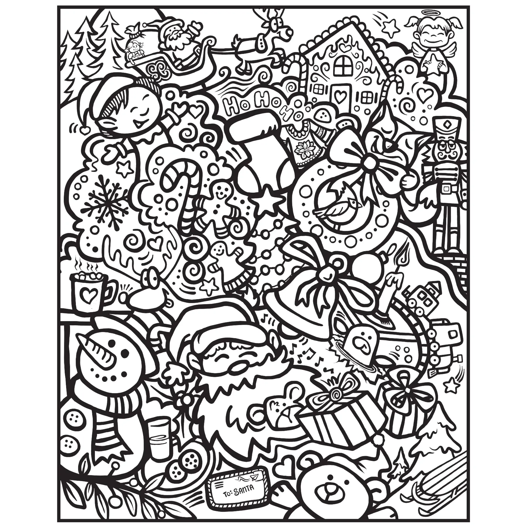 Unisex 24"x30" Jolly Christmas Coloring Poster, Kids' Arts & Crafts Supply, Great for Kids, Families, Classrooms
