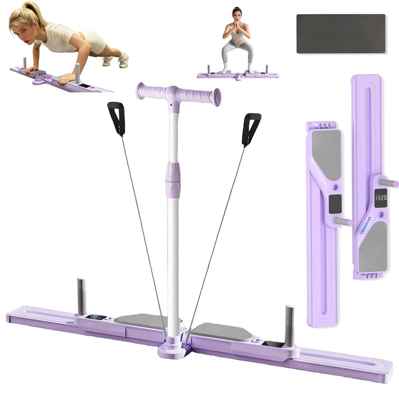 Pilates Reformer Board with Resistance Bands – Homhut Portable Pilates Machine, Full Body Workout for Home, Core Strengthener, LED Timer & Calorie Display