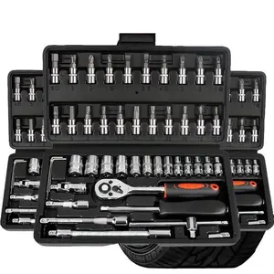 46pcs Car Repair Machinery Tools Set, Household Machinery Tools, Socket Wrench Diy Repair Tool Kit, Ratchet Screwdriver Compatible with Car Repair & Bicycle Repair, Hardware Toolbox Compatible with Auto Repairing & Household, Christmas Gift for Husband