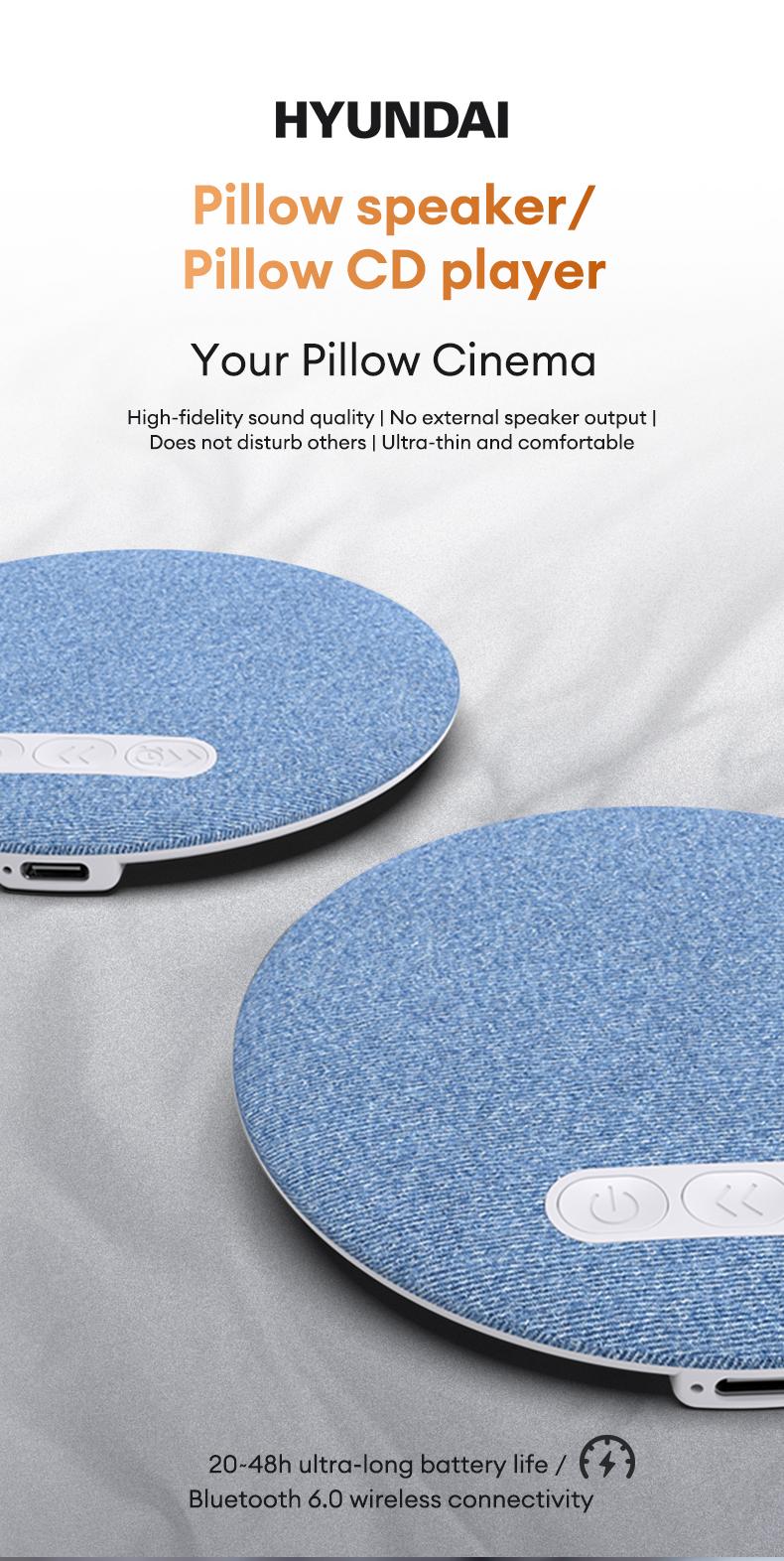 HYUNDAI S1 Ultra-Thin Bluetooth Pillow Speaker With Bible Prayer Function, Bluetooth 6.0, 3D White Noise, Soft Immersive Sound Field, Headphone-Free Sleep Speaker for Bedtime Music & Audiobooks, Compatible with Android & iOS