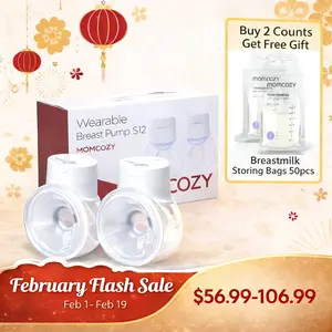 Momcozy   Hands-Free Breast Pump S12 Pro, Wearable & Portable Pump with Soft DoubleFit Flange, 3 Modes | 9 Levels Double Electric Pump, Smart Display, 24mm,A Pumping System