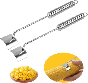 Corn Peeler & Stripper, 2 Pack Stainless Steel Corn Peeler for Corn on the Cob - Long Handle, Kitchen Gadget for Women Home & Outdoor Dining