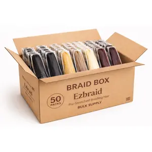 Wholesale Braid Boss Box – 50 Pack EZ Pre-Stretched Braiding Hair (26”)